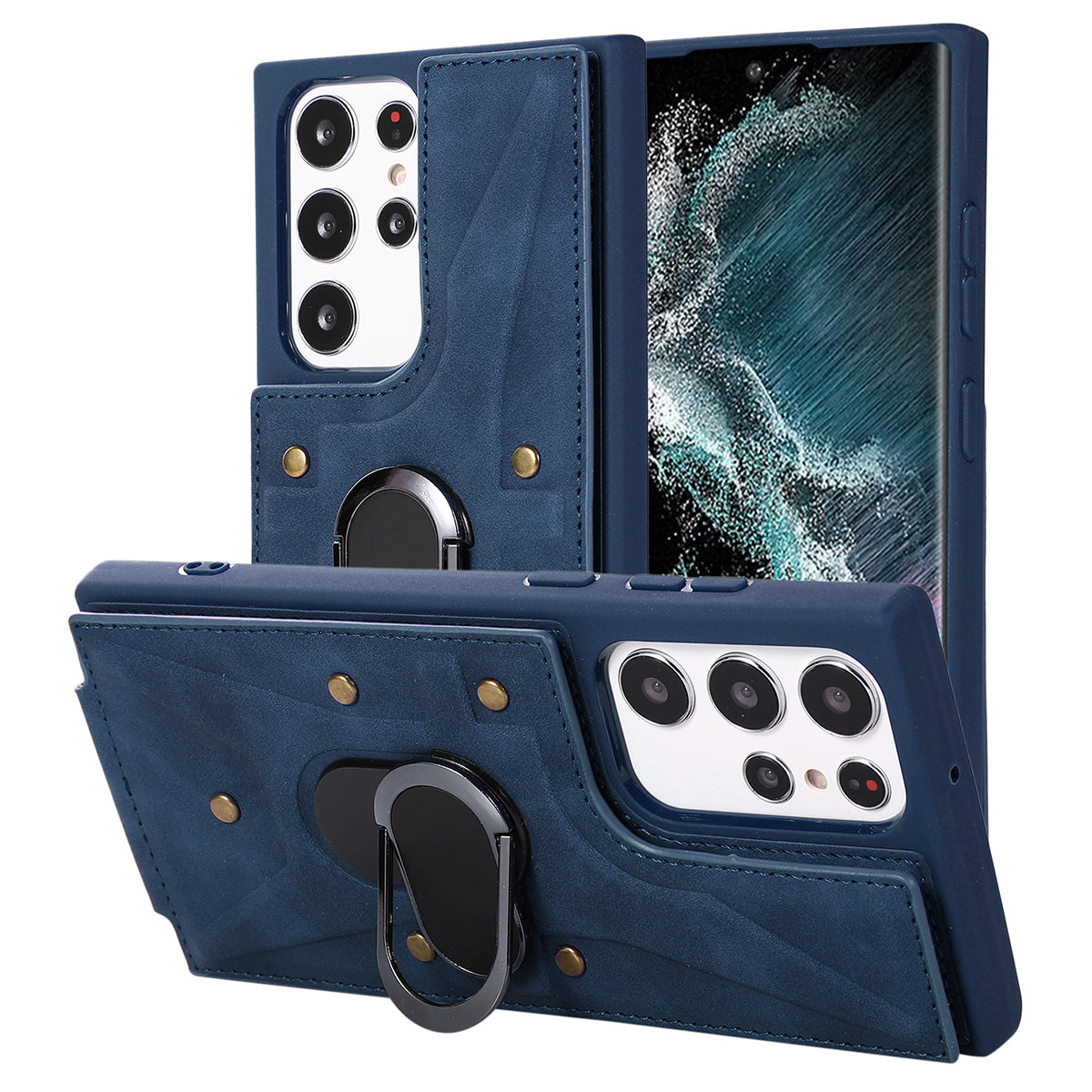 For Samsung Galaxy S23 Ultra Rotary Kickstand Leather Coated TPU Case Card Holder Phone Cover For Samsung Galaxy S23 Ultra Rotary Kickstand Leather Coated TPU Case Card Holder Phone Cover